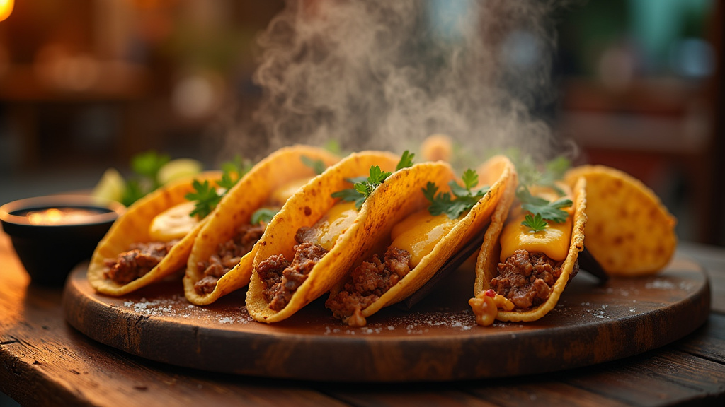 Variété de tacos et accompagnements de Chamas Tacos