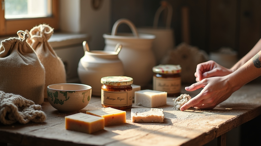 Outils d'artisanat avec des matériaux naturels et recyclés
