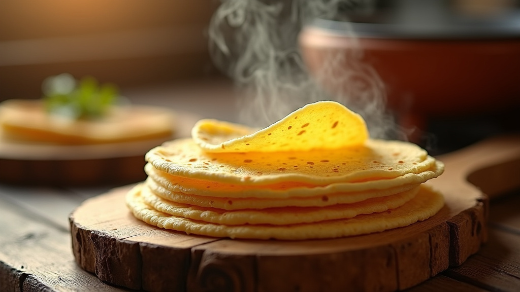 Assortiment coloré de tortillas garnies : tacos au poulet, wraps végétariens et mini burritos présentés sur une planche en bois rustique