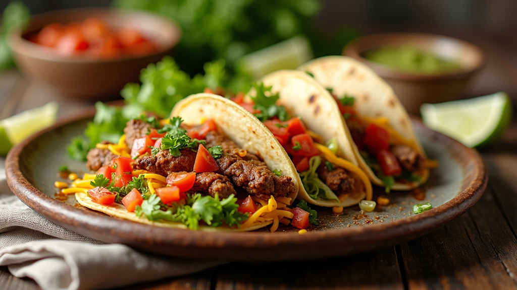 Délicieux tacos mexicains faits maison avec des ingrédients frais