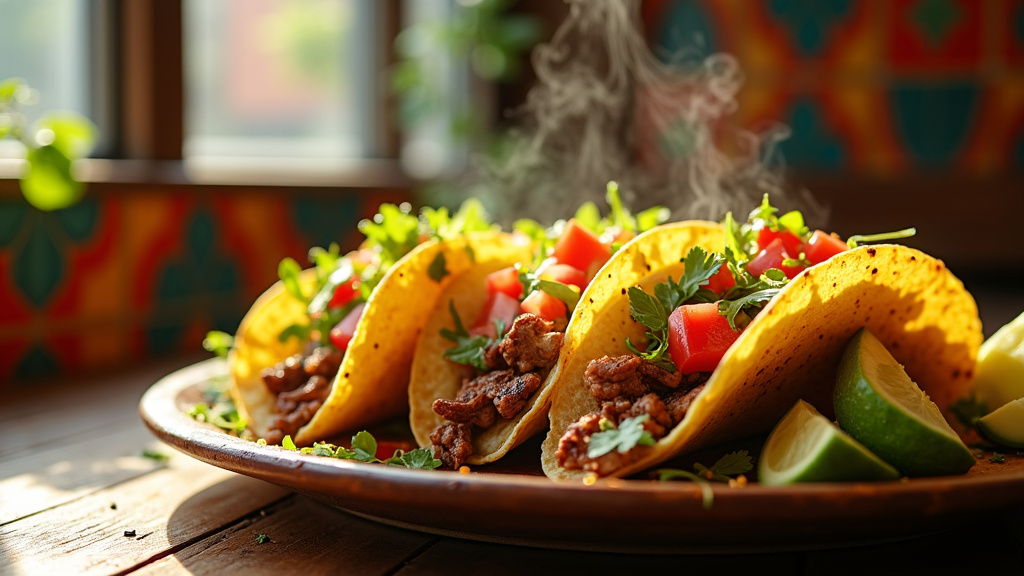 Tacos traditionnels mexicains avec garnitures variées