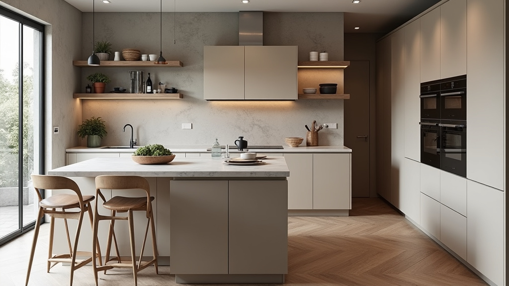 Détail d'une crédence en terracotta dans une cuisine moderne