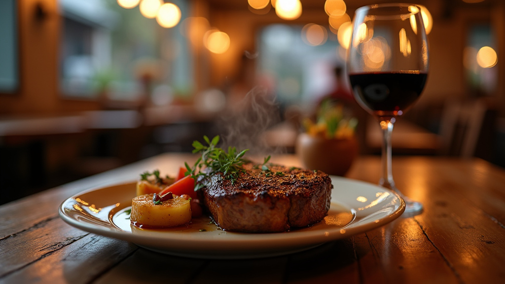 Illustration d'un smartphone montrant des notes et avis de restaurants sur une application culinaire